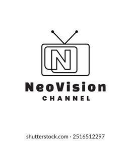 N letra retro tv canal de televisão difusão logotipo vetor ícone ilustração