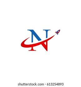 N letter rocket logo design