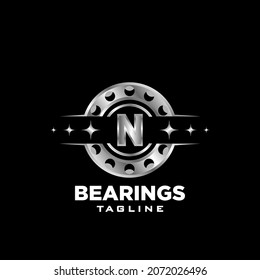 N Letter roller bearing letter logo icon vector emblem art