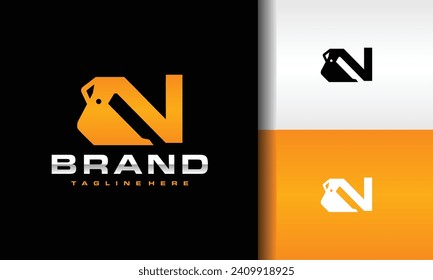 Logotipo de excavadora de cuchara de letra N