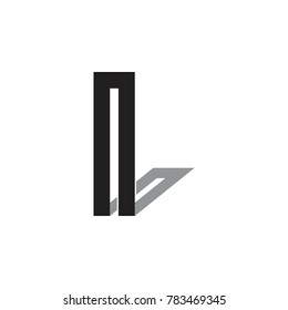 N Letter With Shadow Or L Letter Logo Design Vector
