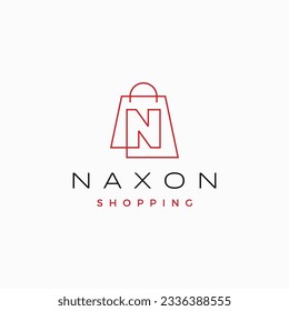 N letter Shop Shopping Bag Logo Vector Icon illustration