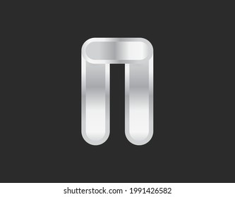 N letter silver, metal desing vector font