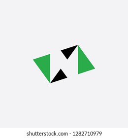 n letter simple geometric logo green black vector icon 