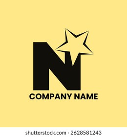 N letter star logo design