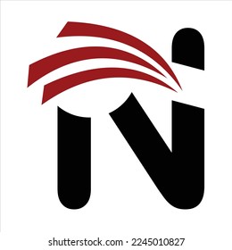 Diseño de logotipo vectorial rayado de letra N