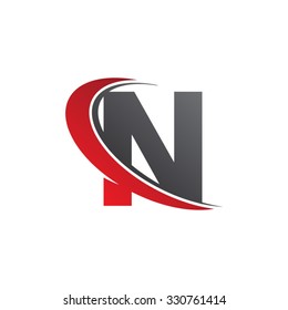 N letter swoosh red logo 