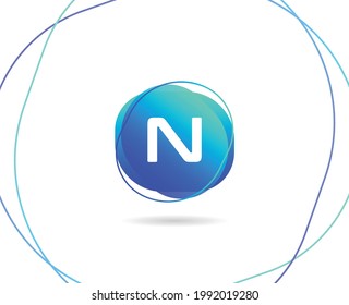 N Letter Tech Logo Design with Modern Gradient Color Vector Template