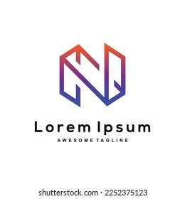 N letter tech logo design