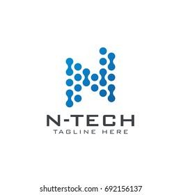 N letter technology logo