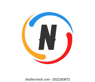 N Letter technology logo. Technology logo design with N letter concept