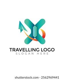 N letter travlling Creative vector templates abstract typography colorful logo design