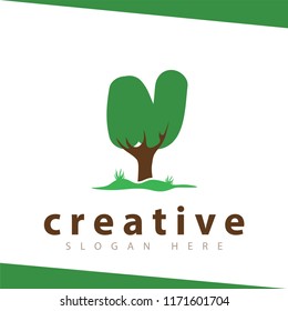 N Letter tree green logo vector template