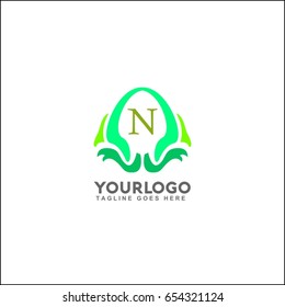 N letter tree logo. Root of the tree vector illustration. People logo, family logo, green eco logo,Vector identity template