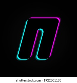 N letter, vector bright neon font. For dark night theme, vibrant identity, techno design, app logo and more