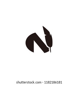 n letter vector logo. quill with initial vector logo
