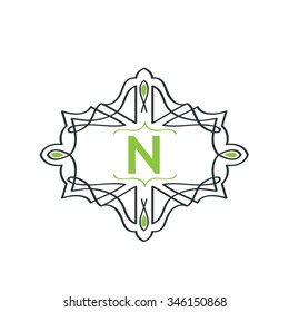 N letter vector logo template (sign, symbol, emblem, ornament)