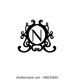 N letter vector logo template (sign, symbol, emblem, ornament)