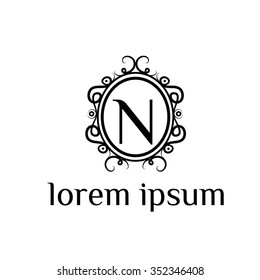 N letter vector logo template (sign, symbol, emblem, ornament)