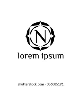 N letter vector logo template (sign, symbol, emblem, ornament)