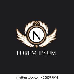 N letter vector logo template (sign, symbol, emblem, ornament)