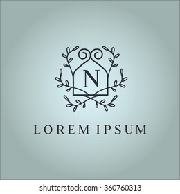 N letter vector logo template (sign, symbol, emblem, ornament)