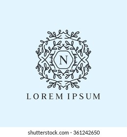 N letter vector logo template (sign, symbol, emblem, ornament)