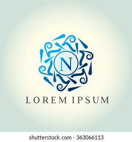 N letter vector logo template (sign, symbol, emblem, ornament)