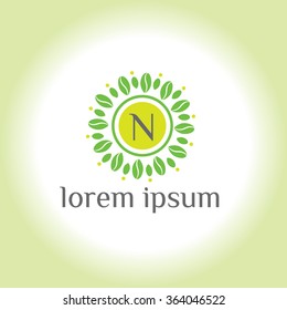 N letter vector logo template (sign, symbol, emblem, ornament)