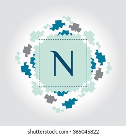 N letter vector logo template (sign, symbol, emblem, ornament)