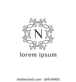 N letter vector logo template (sign, symbol, emblem, ornament)