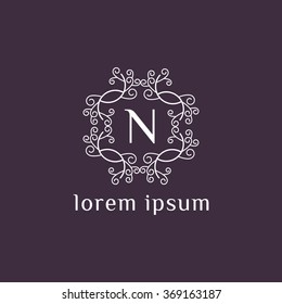 N letter vector logo template (sign, symbol, emblem, ornament)