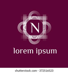 N letter vector logo template (sign, symbol, emblem, ornament)
