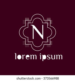 N letter vector logo template (sign, symbol, emblem, ornament). Minimal line letter initial N logo. Abstract and elegant shape font sign. logotype vector design template for  branding.