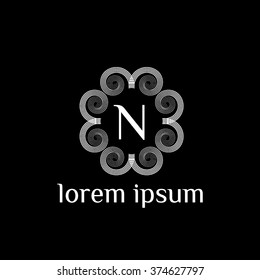 N letter vector logo template (sign, symbol, emblem, ornament)