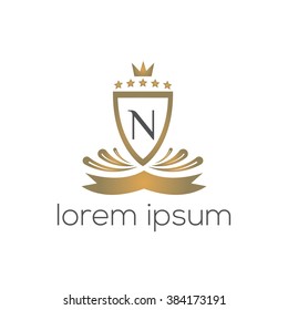 N letter vector logo template (sign, symbol, emblem, ornament, blazon)