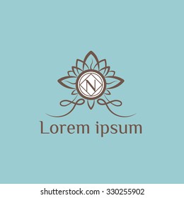 N letter vintage vector logo template (sign, symbol, emblem, ornament)