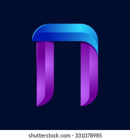 N letter volume blue and purple color logo design template elements.