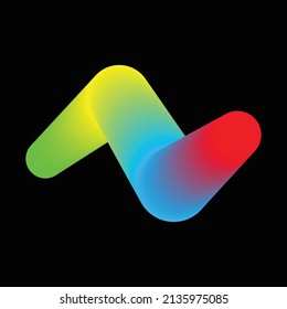 N letter with wave style colorful and elegant glow