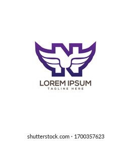 N Icono de diseño del logotipo Wings. Logotipo de la letra Flying Wing con un concepto creativo y moderno.