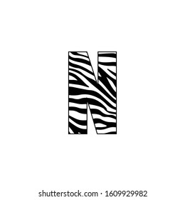 N letter with zebra pattern logo design 