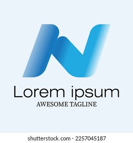 n lettering logo with blue gradient color