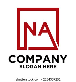 N A lettering with square design vector template