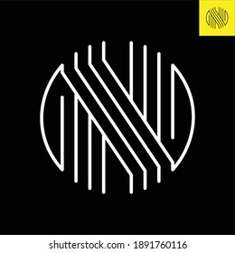 N Diseño de logotipo redondo monocromático de marca Lettermark en estilo Art Déco vintage. Logo vector en Eps 8.