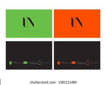 I N letters Joint logo icon with business card vector template.
