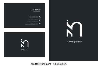 I & N line logo joint letter design with business card template