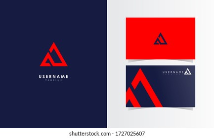 N Line Mountain Logo Mark with business card template design for branding identity