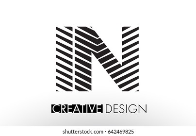 IN I N Lines Letter Design with Creative Elegant Zebra Vector Illustration.