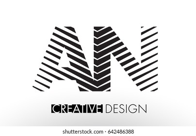 AN A N Lines Letter Design with Creative Elegant Zebra Vector Illustration.
