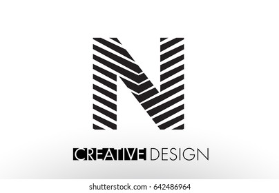 N Lines Letter Design with Creative Elegant Zebra Vector Illustration.